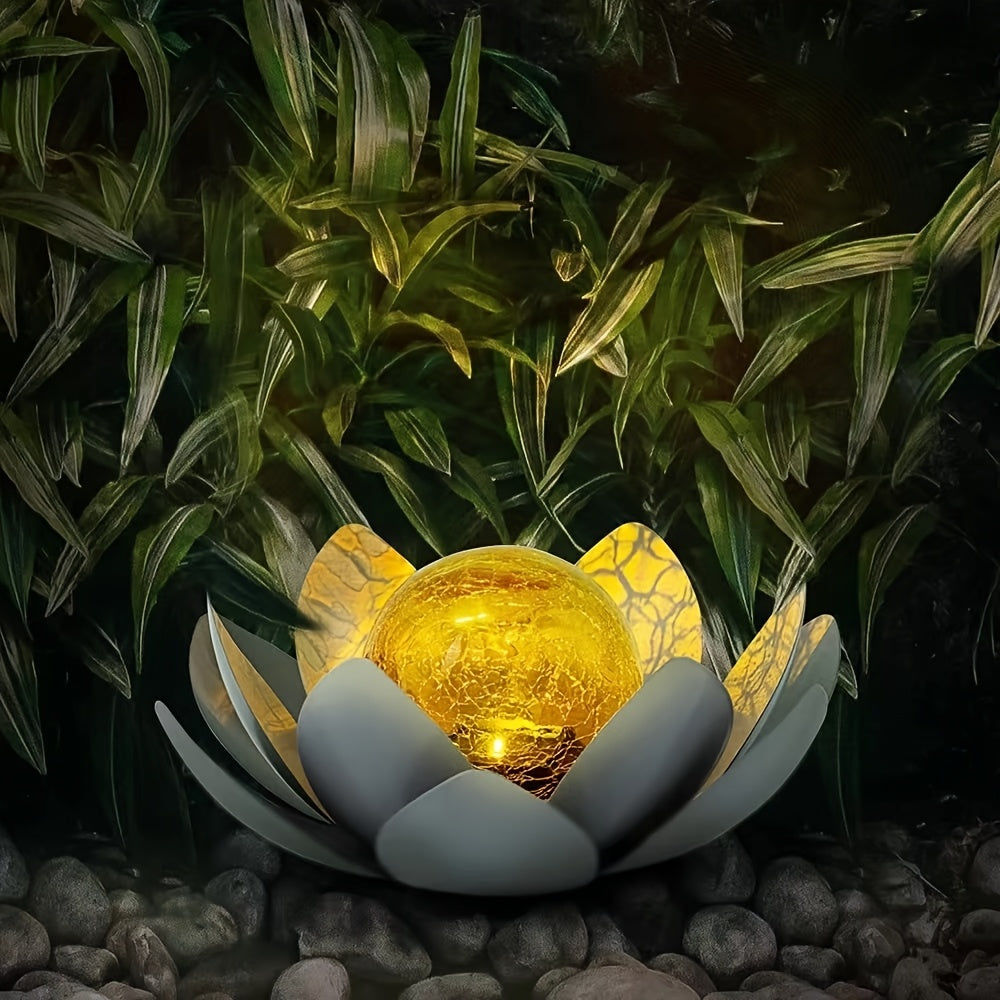 Solar Iron Art Lily Lamp, Outdoor Lighting, Suitable for Courtyard, Garden, Park, Pathway, Lawn
