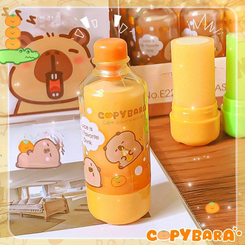 [Cute Bear Erasers] 3pcs Cute Bear-Themed Drink Bottle Erasers | High-Quality Thermoplastic Rubber, Vibrant Juice-Shaped Design, Random Color Selection, Perfect for Organizing and Cleaning Up Art Supplies