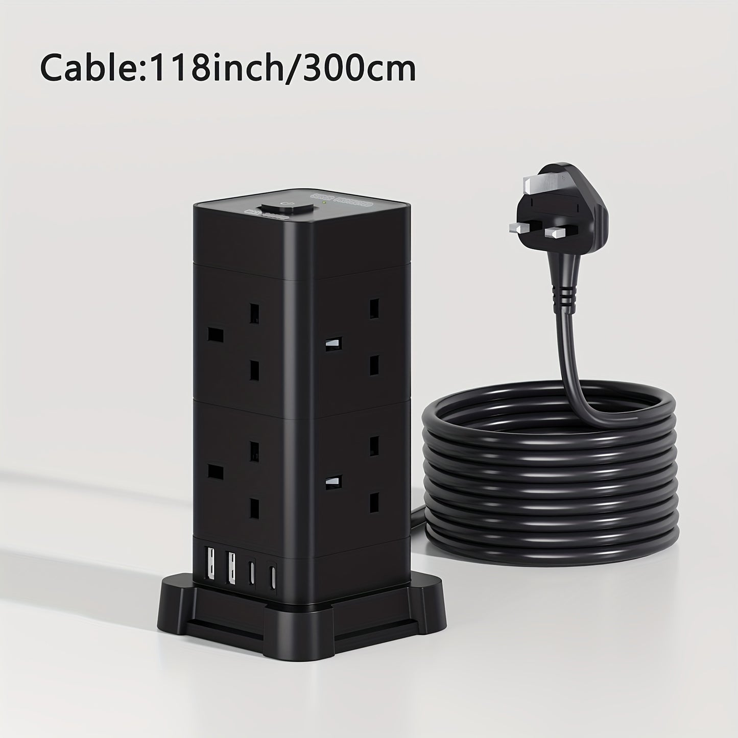 16-in-1 UK Power Strip Tower with USB