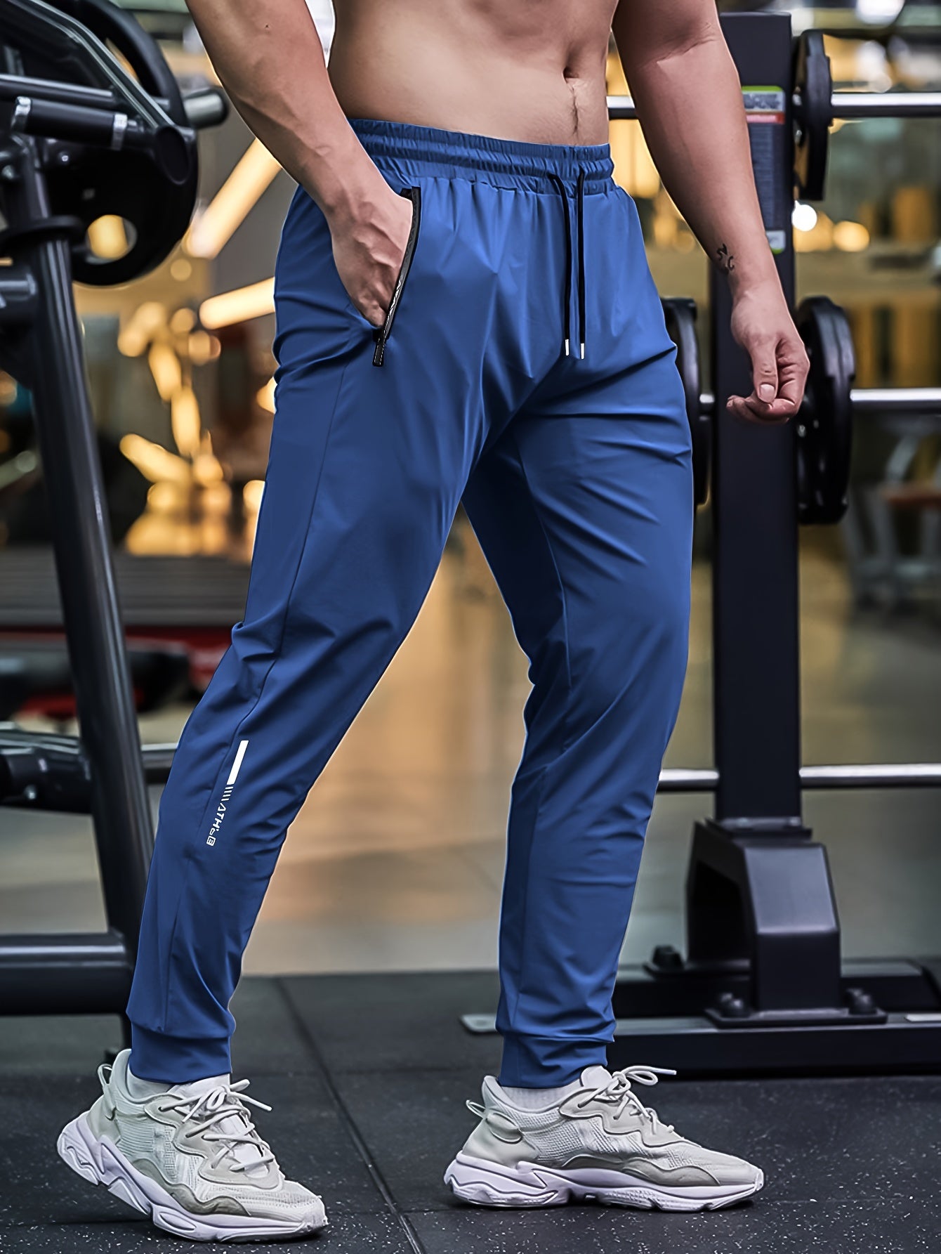 Men's Breathable Casual Sports Pants with Zipper Pockets