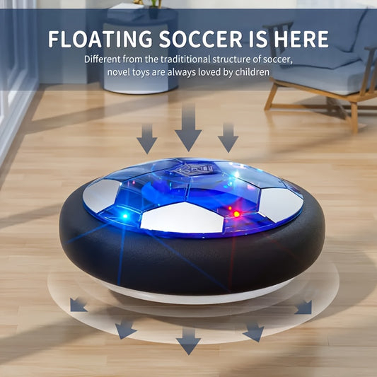 LED Floating Football, Rechargeable Air Soccer Ball with Foam Bumper, Sports Toy for Boys and Girls, PP Material, Blue-Black Ideal Gift for Soccer Fans