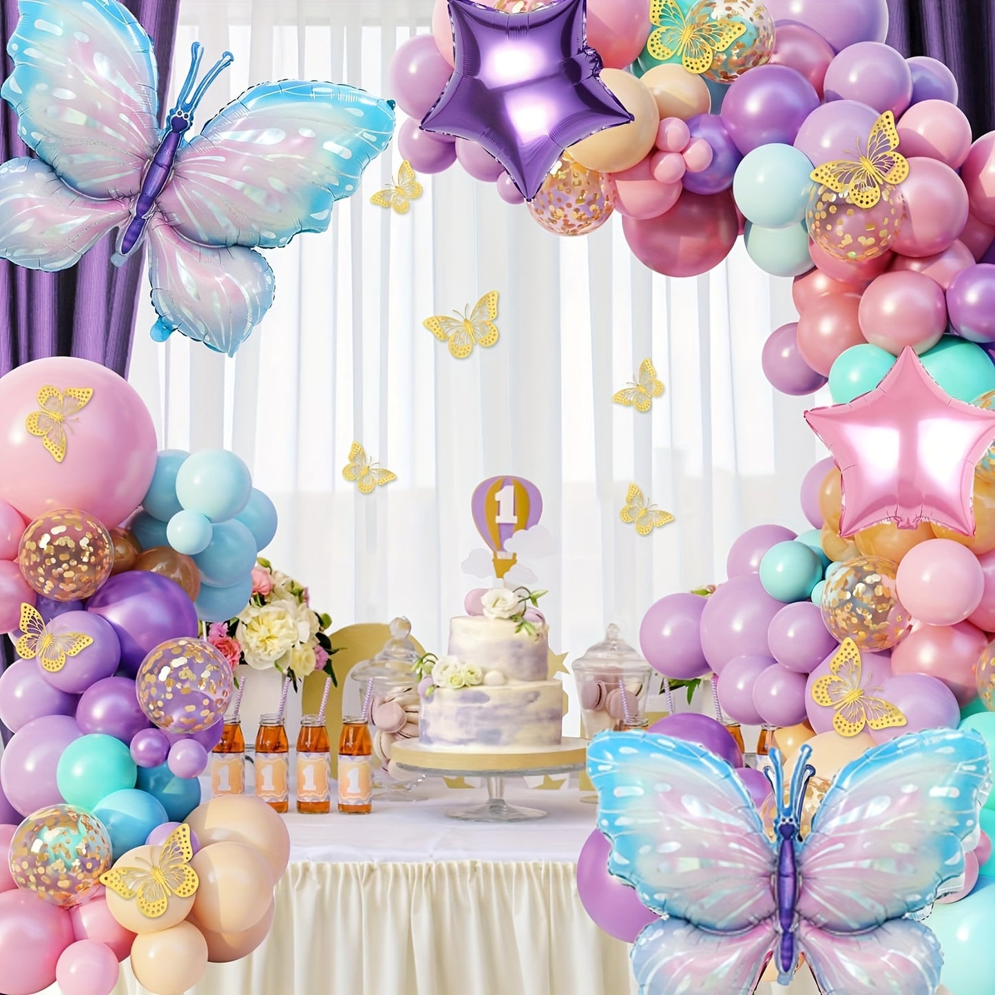 157pcs Enchanting Blue Butterfly Balloon Set