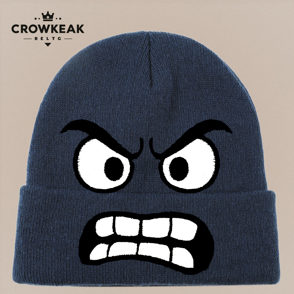 Angry Face Print Winter Hat