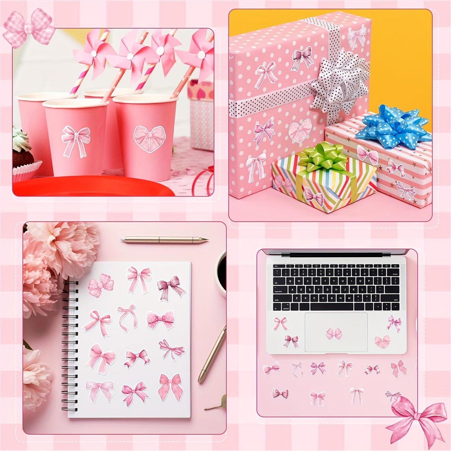 500 Stickers Per Roll, Pink Shaped Self-Adhesive Paper with 16 Design Options, Perfect for Lively Girls' Aesthetics, Suitable for Gifts, Notebooks, Laptops, Bottles, Scrapbooking, Luggage, Envelopes, And DIY Decorations, Made