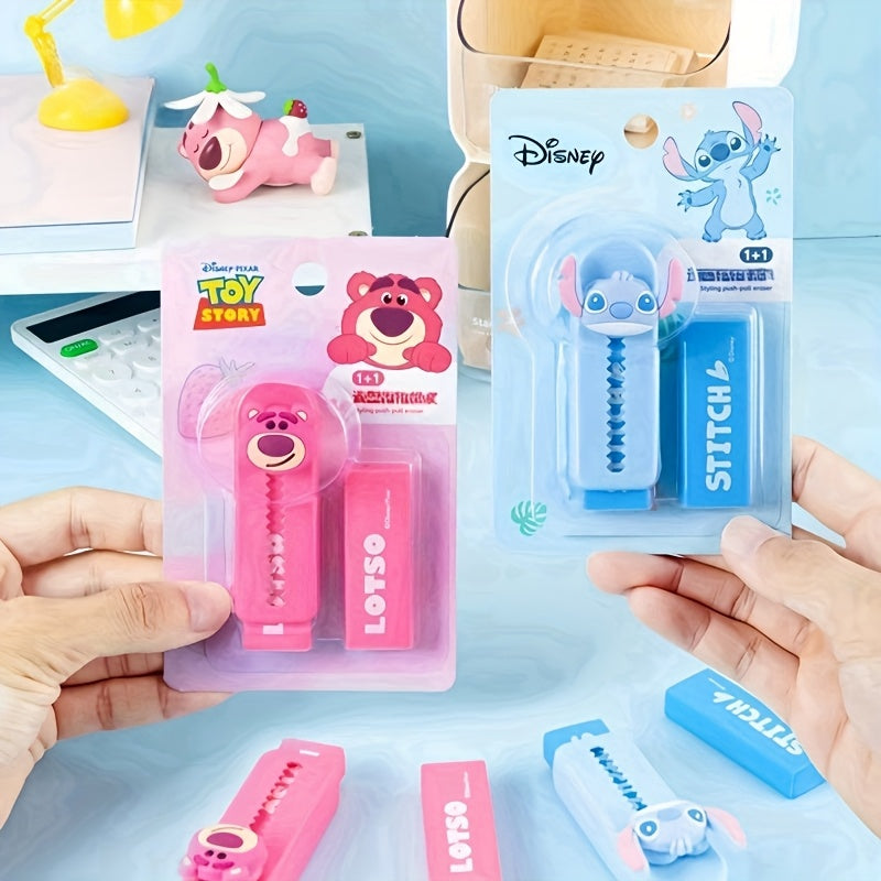 Disney Official! Strawberry Bear Stitch Pattern Eraser Soft Material Leaves No Marks on Paper