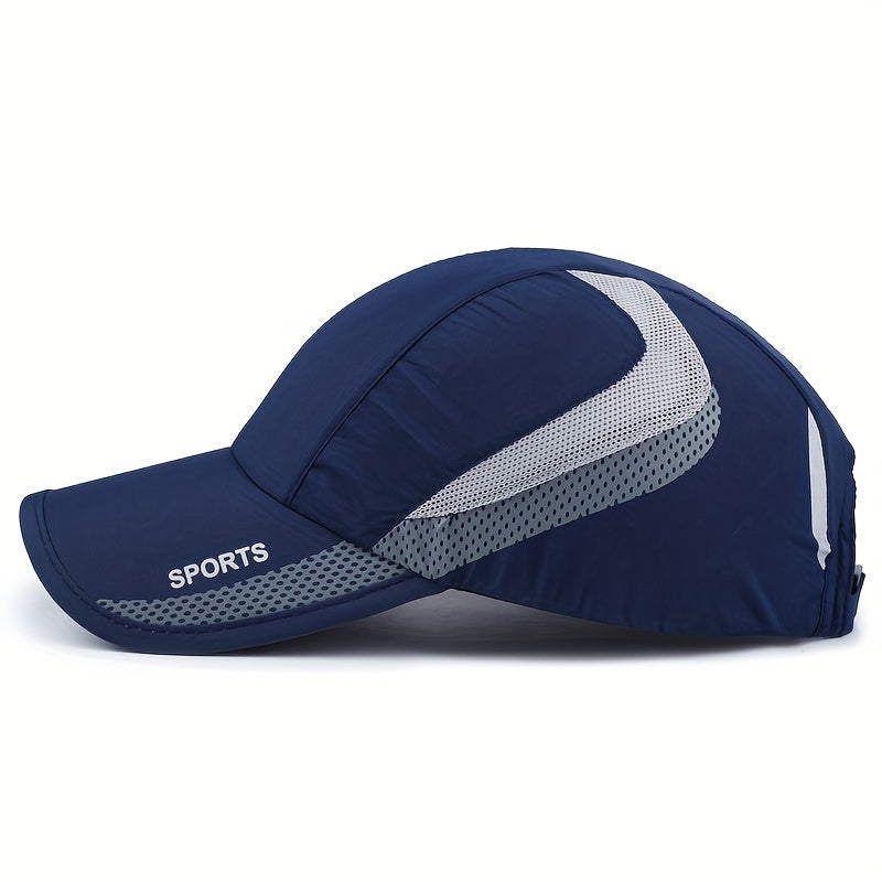 [Quick-Dry Sport Cap Sun Protection] 1 EDIKO Quick-Dry Sport Cap, Adjustable, Breathable Mesh Back, Sun Protection Hat for Outdoor Activities, Camping & Hiking - Navy Blue with Gray Accents, Hiking Accessories