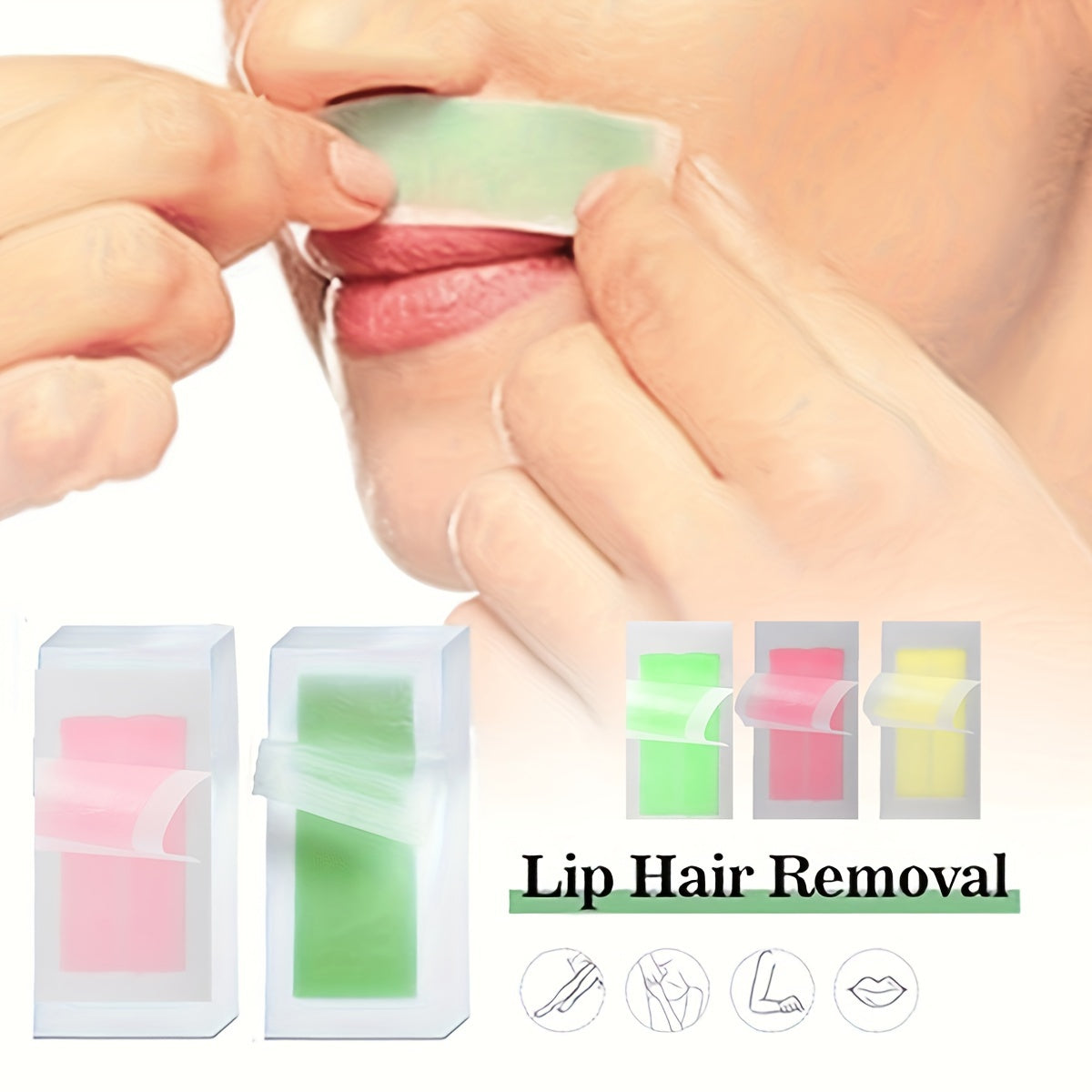 WAXKISS 20-Pack Ready-to-Use Wax Strips Aloe/Lemon/Rose/Lavender Scented Summer Hair Removal Portable travel Size .