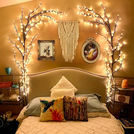 1pc USB Powered 96LEDS Bendable Willow Vine Lights Birch Tree Light, 8 Modes Rattan Decorative Light, Night Light Indoor Atmosphere Decorative Light for Home Living Room, Party Festival, Gift for Birthday Christmas Valentine'