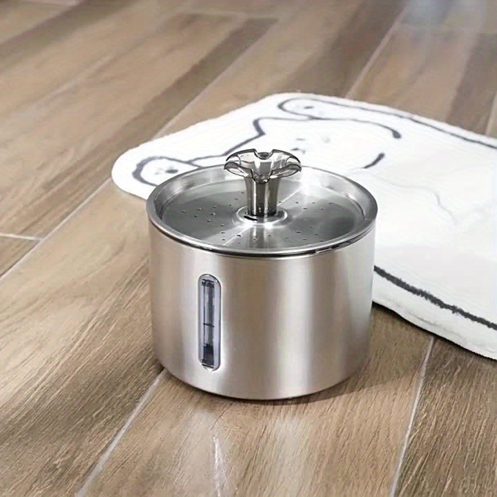 84oz/2.5L Stainless Steel Automatic Cat Water Fountain Auto Power-off Fountain with LED Light Non-slip Mat Dog Water Dispenser