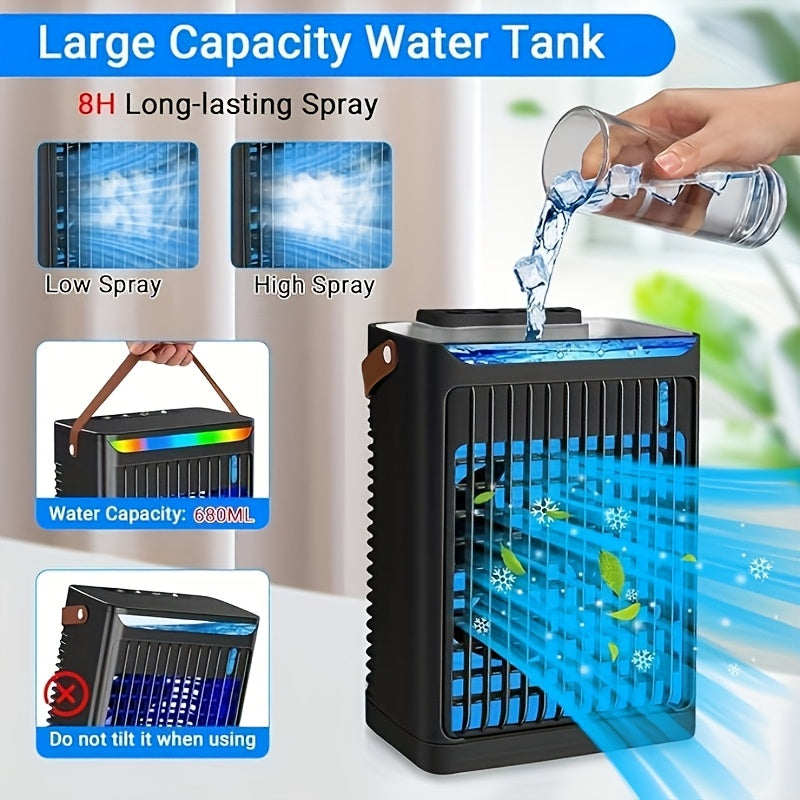 Ultra-Large Portable USB Bladeless Fan | Large Capacity Battery, Standable and Wall-Mounted Options, LED Display for Power and Speed with Lighting, Ideal for Travel, Outdoor Activities, and Office Use