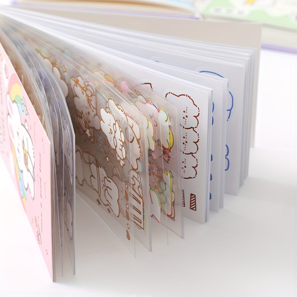 50 Sheets Cute Cartoon Rabbit Stickers Set | Waterproof PET Stickers for DIY Decorating Journaling Notebook | Scrapbooking Washi Stickers Stationery Supplies
