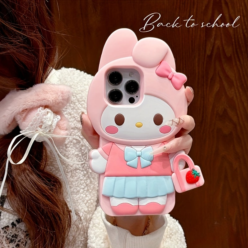 Licensed Cartoon Handbag for Kuromi Compatible with Iphone 16 Pro Max/15/14/13/12/11 Phone Cases, Apple 14 Pro Drop-Resistant Phone Protective Case.