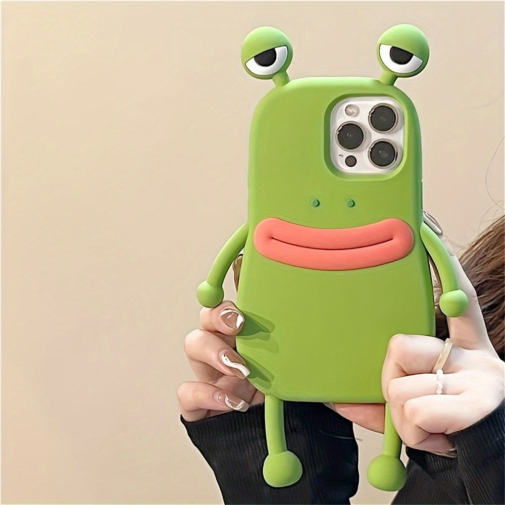 Adorable Funny 3D Big Eyes Frog Silicone Case - Soft, Shockproof, Protective Cover for iPhone 15, 14, 13, 12, 11 Pro Max