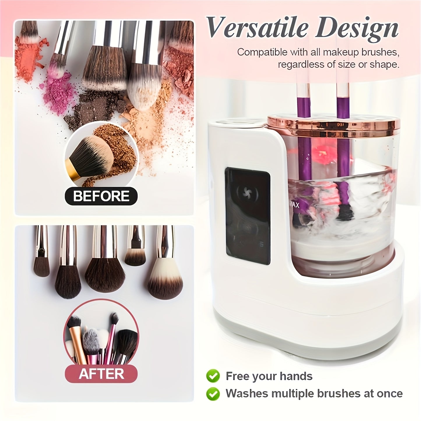 Upgraded Electric Makeup Brush Cleaner, a Tool for Washing Makeup Brushes, Powered by USB, Featuring a Combined Drying And Cleaning Function, with 5 Adjustable Settings, Including 2-Hour And 5-Hour Timer Modes, Making It a Pe