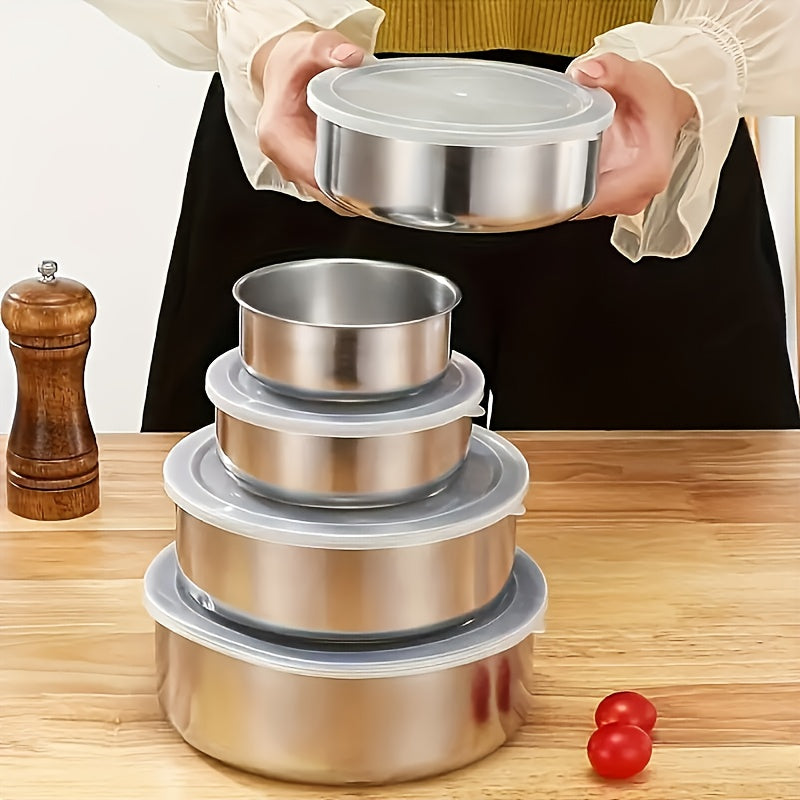 5pcs Stainless Steel Sealed Storage Box Set with Lids - Durable, BPA-Free, Leak-Proof Containers for Food Storage, Perfect for Home, Hotel, RV Use, Outdoor Essentials | Sleek Stainless Finish | Durable Construction, Food Stor