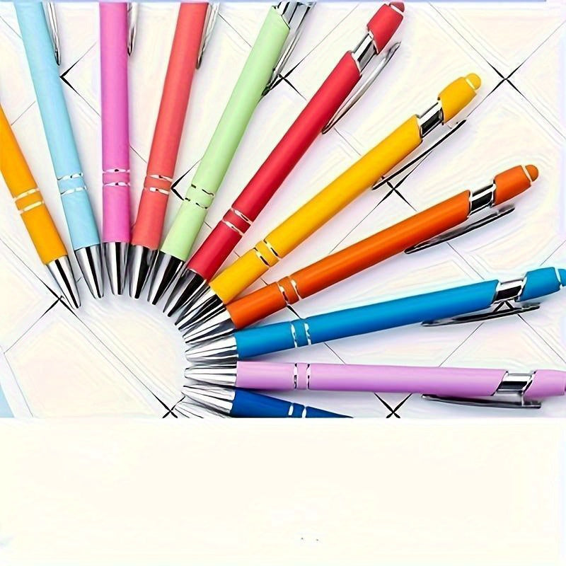 8pcs/16pcs/24pcs Round Metal Retractable Ballpoint Pen Set | Smooth Writing Experience, Medium Tip, Suitable for Office, School, Diary and Art Projects, with Personalized Touch