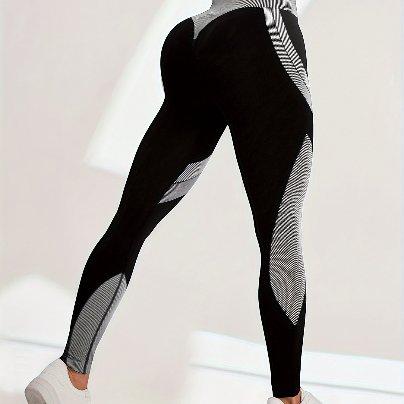 High Waist Seamless Yoga Pants with Color Stripes