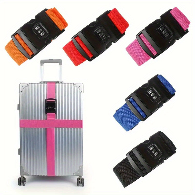 2-Pack Adjustable Luggage Straps with TSA Combination Lock, Push Lock Closure & Removable ID Window – Durable Nylon Anti-Theft Travel Accessories for Secure and Easy Luggage Identification, Sleek Strap Design