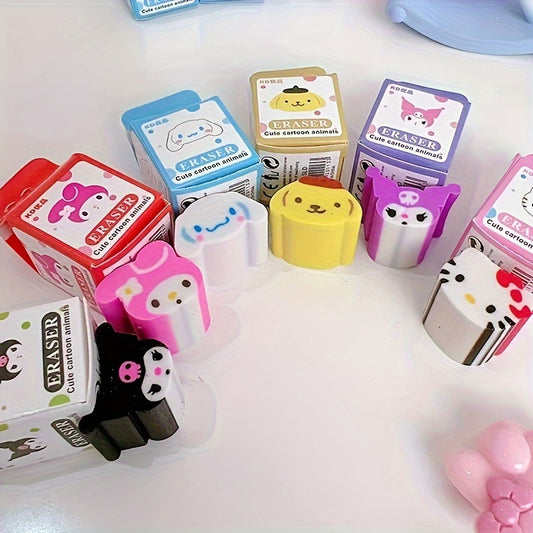 18pcs Cute Creative Milk Box Eraser | Durable Rubber Material, Perfect for Learning and Office Supply