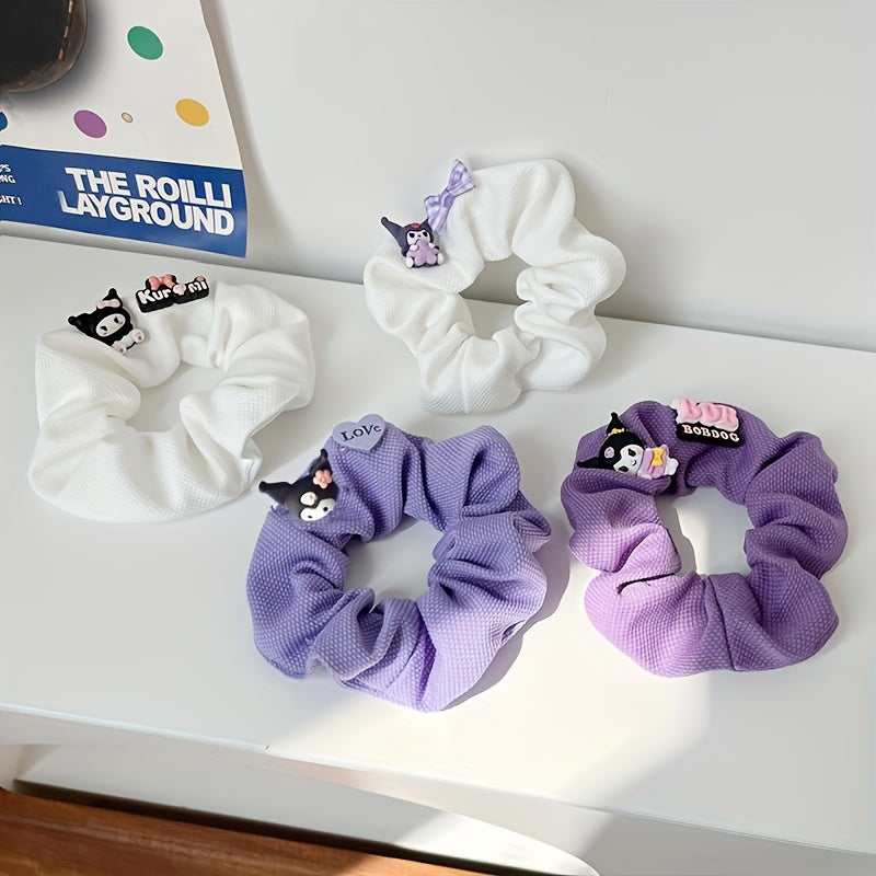 1 Set 4pcs Sanrio Cartoon for kuromi Hair Tie Decorative Hair Band, Non-Slip, for Women, Daily Use