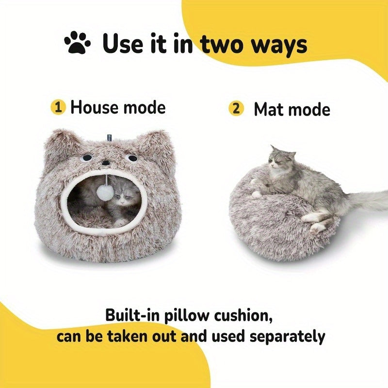 Cat Cave Cat Bed Washable Cat Sleeping Place for Cats Plush Pet Cat Pillow Cat House Cat Cushion Fluffy Kitten Puppy Cuddly