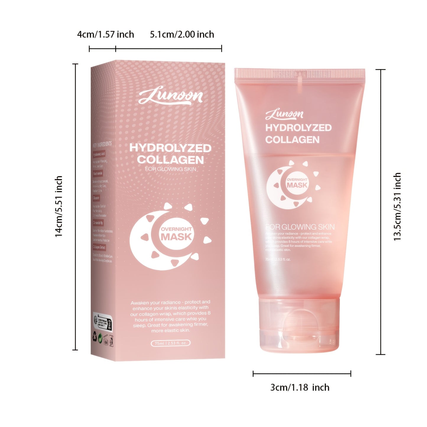 Collagen Face Mask with Niacinamide, Hyaluronic Acid, Brush