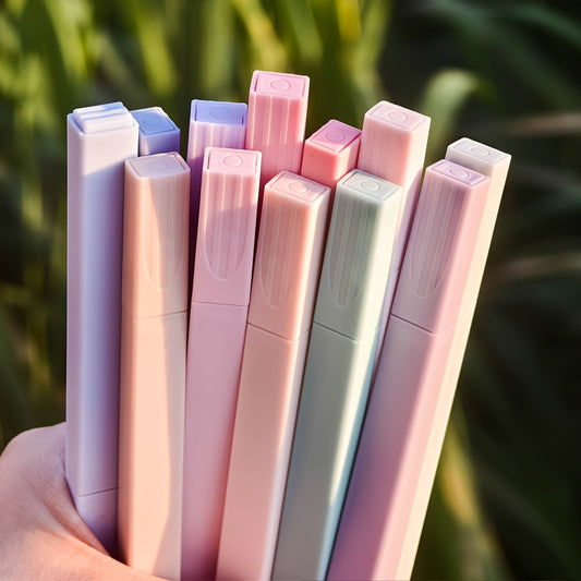 12-Pack Soft Color Highlighter Set | Flat Tip Design, Non-Smudge, Leak-Proof, Plastic Material - Suitable for Journaling, Office Work & Expert Use