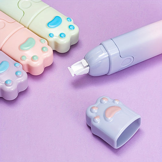 4pcs Cat Paw Shaped Gradient Correction Tape, Small and Portable Student Special, Cute Stationery Correction Tape, Smooth Correction Without Portable Correction Pe