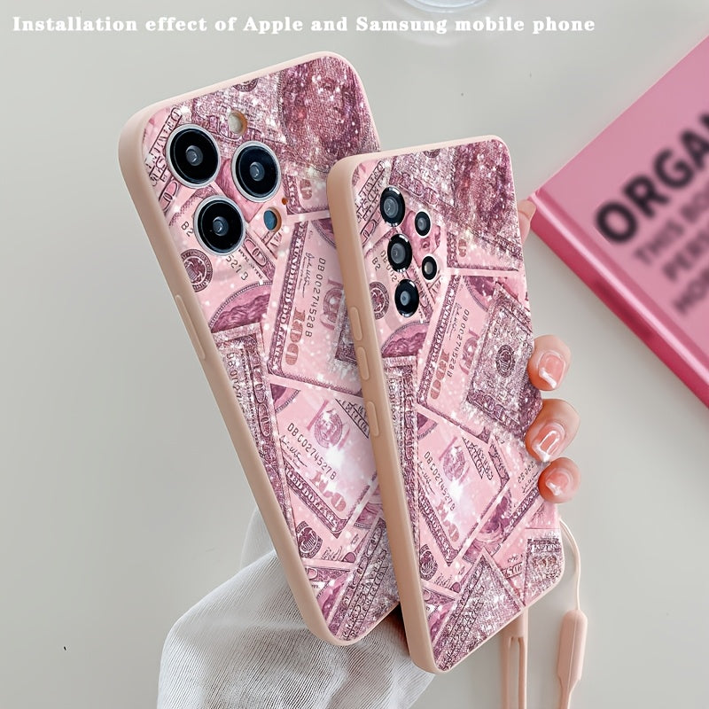 A Soft Silicone Anti-Drop Phone Case in a Pink Anime Print Design, Compatible with Apple Series 11, 12, 13, 14, 15, 16 Pro Max And Samsung Series A05, A15, A25, A35, A55, S23, S24 Ultra.