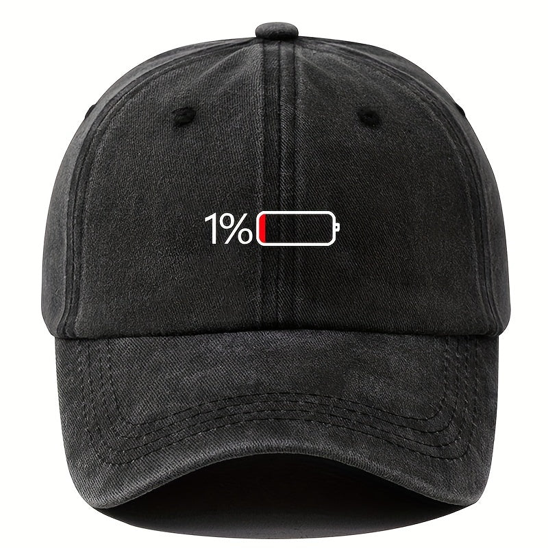 Breathable Unisex Baseball Cap - 1pc Sunshade Cap With Battery Pattern - Outdoor Sport Gift For Men Women