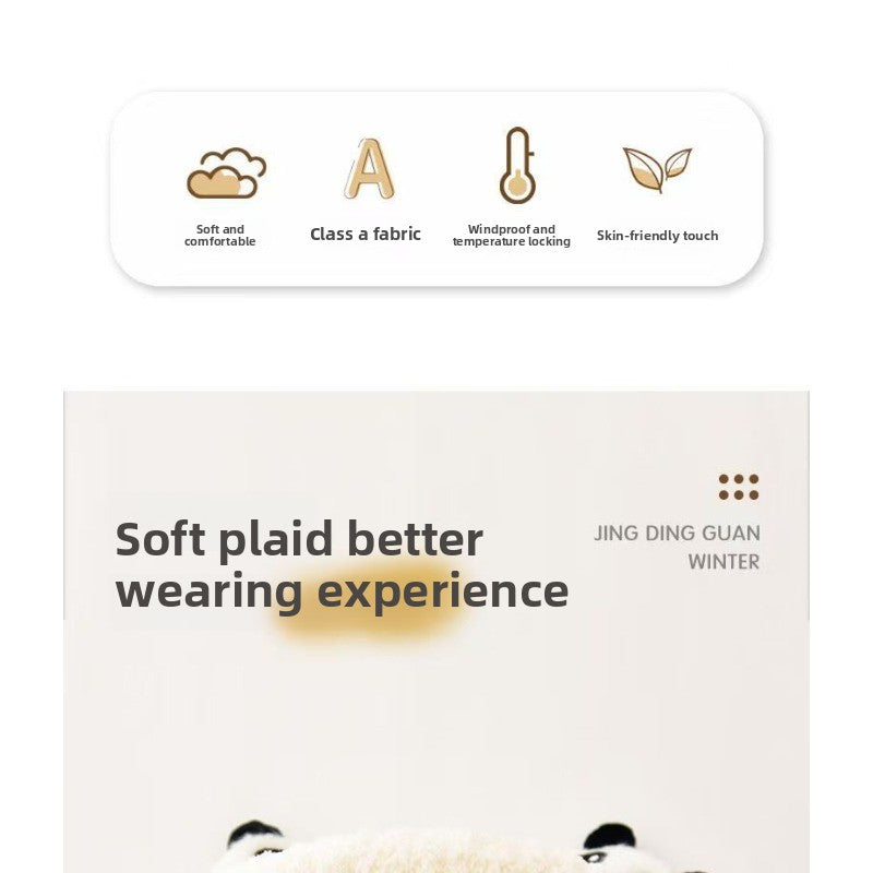 1pc & Winter Ear Warmer with Panda Ears & Pom-Pom-like Patches