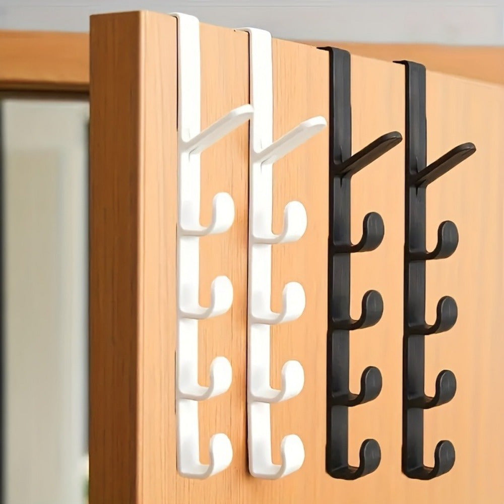 4pcs Adjustable Over-the-Door Hanger Organizer - Easy Install, Multi-Functional Storage Hooks .
