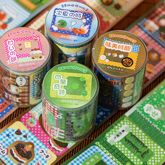 4 Rolls of Tape Showa Memory Vintage Photo Frame Masking Tape, Retro Cute Style Decorative Stickers for Scrapbooking Accessories Decoration Junk Journal Tape Suitable for Phone Cases Water Bottles Car Cups Computers Guitars B