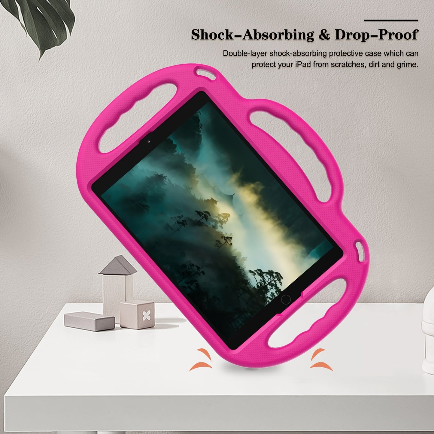 [Kids-Friendly|Lightweight] Lightweight, Non-Slip EVA Kids-Friendly Tablet Case with Adjustable Stand & Lanyard | Soft Shell with Heavy Duty Protection, Flexible Kickstand & Adjustable Strap | for iPad 7th/8th/9th Gen (10.2-i