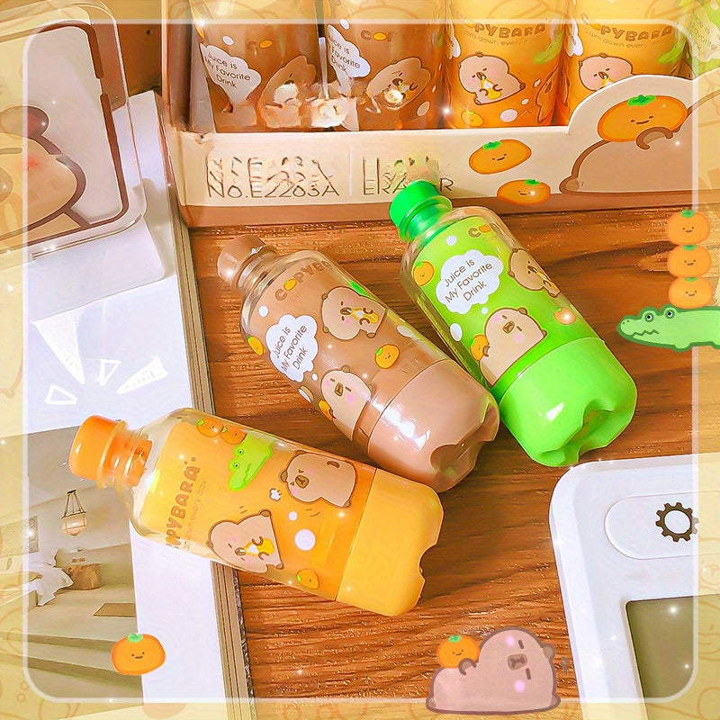 [Cute Bear Erasers] 3pcs Cute Bear-Themed Drink Bottle Erasers | High-Quality Thermoplastic Rubber, Vibrant Juice-Shaped Design, Random Color Selection, Perfect for Organizing and Cleaning Up Art Supplies