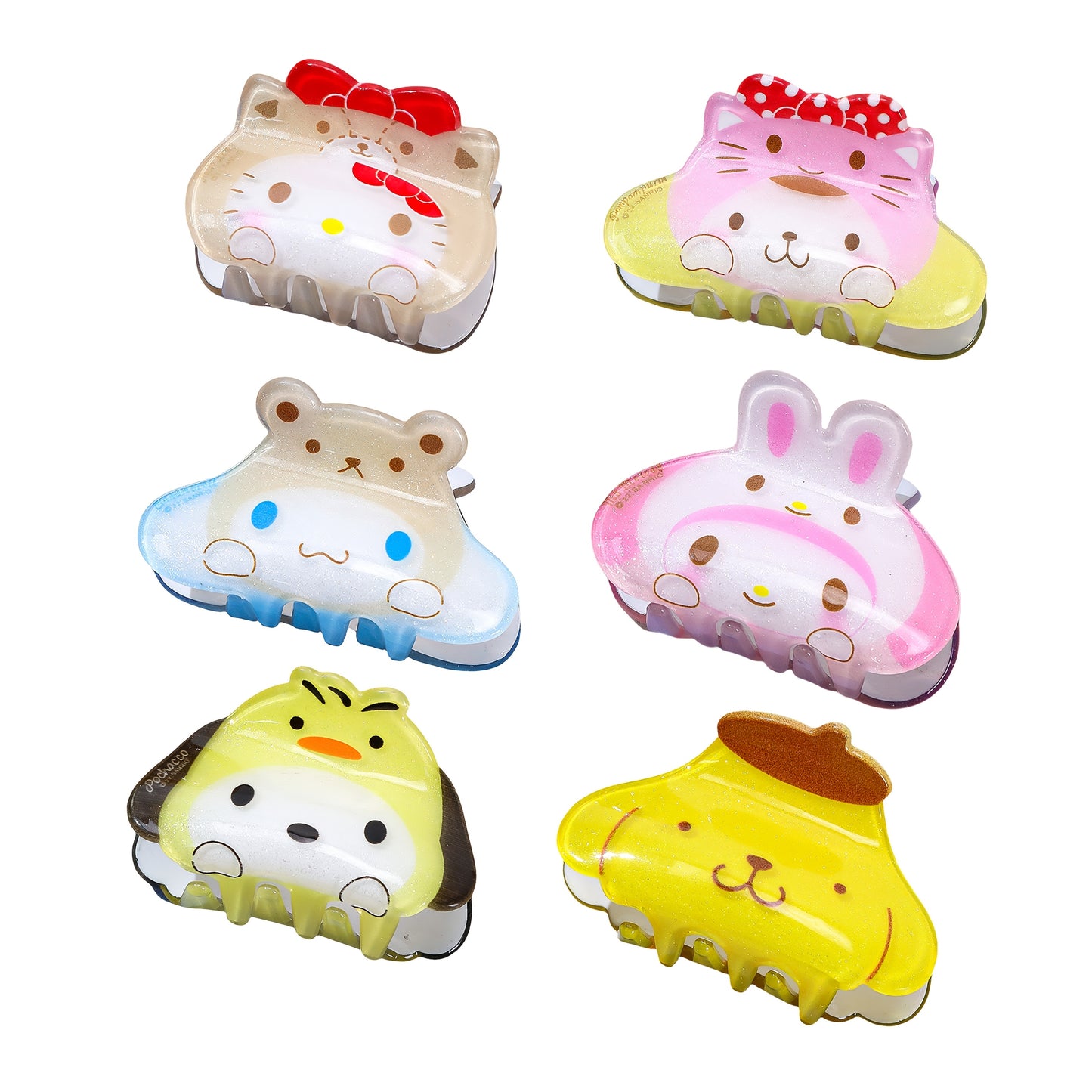 6pcs Sanrio's Hello Kitty and Friends 3D Hair Clip - Cute Cat, Dark Beauty, Melody Design - Acrylic Hair Clip Suitable for Birthday Gifts, Family, Friends, and Classmates, Cute Hair Accessories