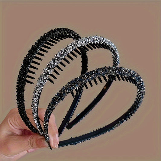 [New Diamonds Hair Accessories] 1/2/3pcs/Set New Diamonds Hairband Headband for Women with Teeth Non-Slip Designer Hiar Hoop Fashion Hair Accessories Headwear