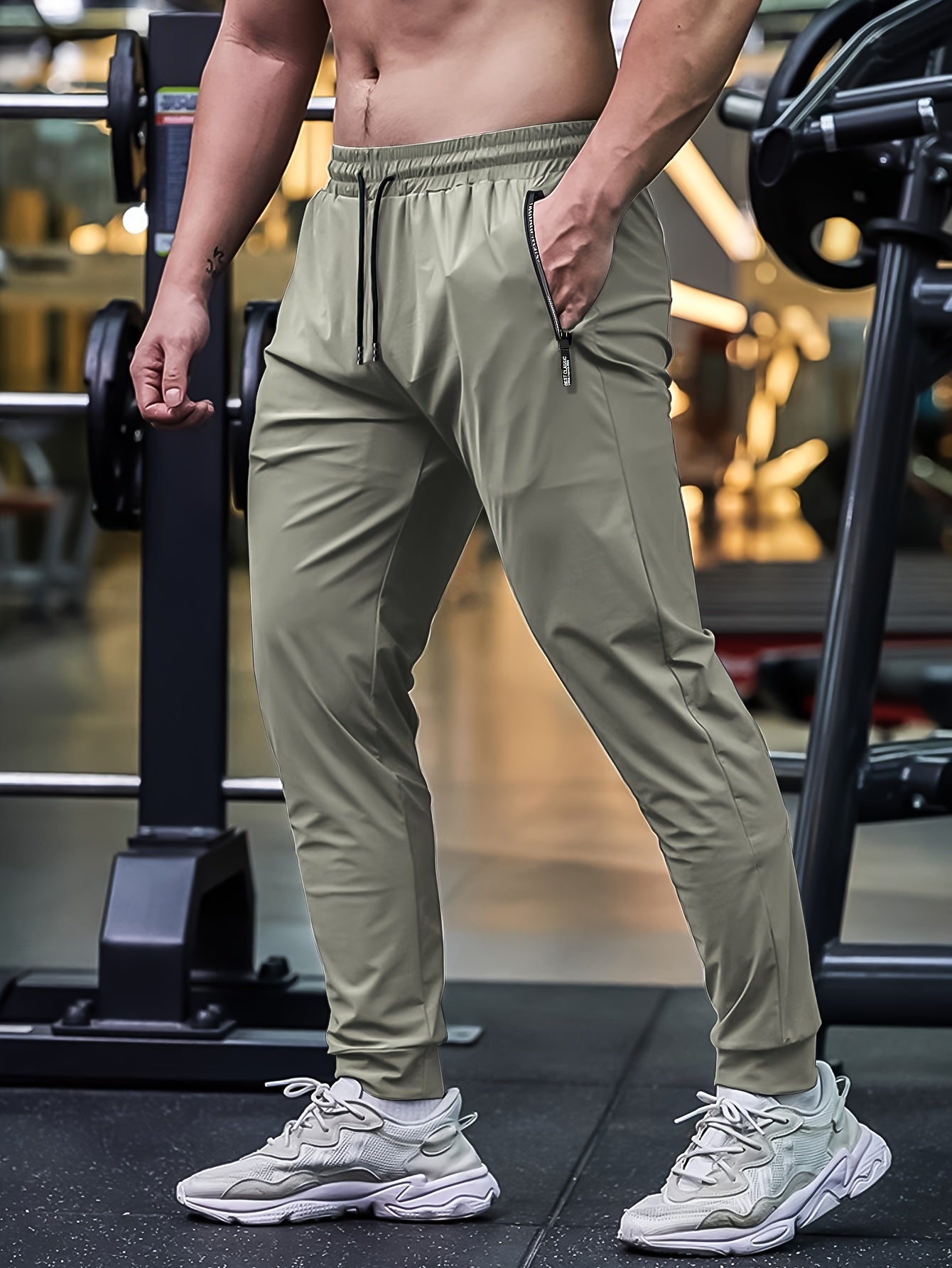 Men's Breathable Casual Sports Pants with Zipper Pockets