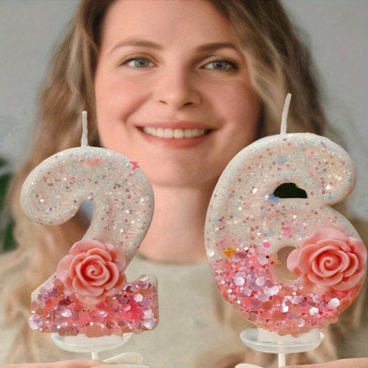 1pc, Cake Decorating Supplies Cake Toppers Birthday Decorations Romantic Rose Language Gentle Sexy Little Woman's Favorite Sparkling Series Pink Roses Colorful Butterfly Embellishments Sweet System Creative Handmade DIY Numbe