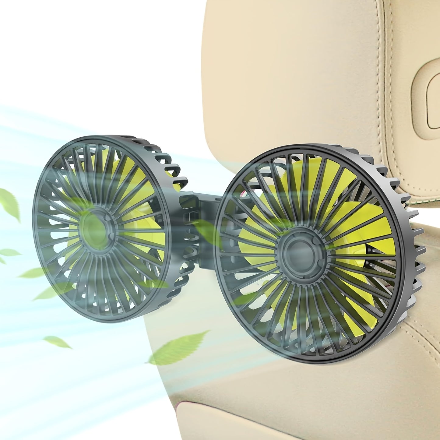 Premium Dual-Head Car Fan with USB Interface