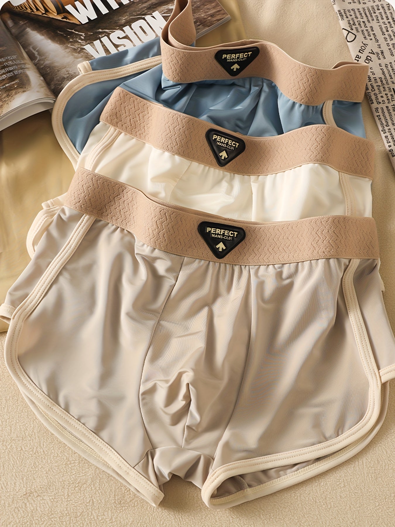 [Luxury Men's Underwear] 4pcs Men's Luxury Underwear. - Non-Transparent Ice Silky Fiber Boxer Briefs .