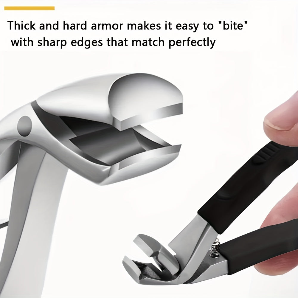 5pcs Stainless Steel Nail Care Kit for Ingrown & Thick Toenails - Heavy-Duty Clippers Set with Nail File, Cuticle Nippers, and Grooming Tools.