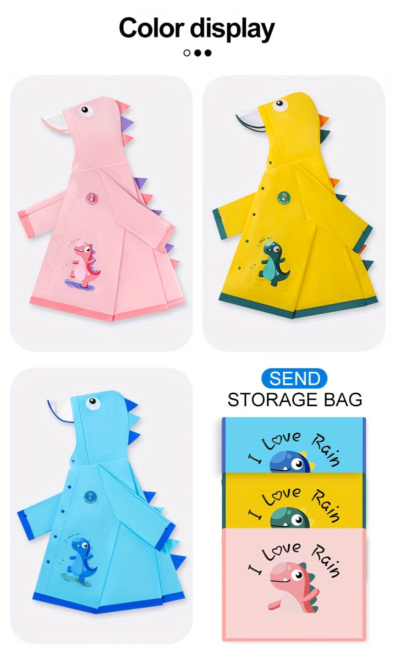 Kids' Soft and Comfortable Outdoor Thickened Raincoat for Boys and Girls -6 Years, Cute EVA Lightweight Rain Cape with 3D Tail Spikes
