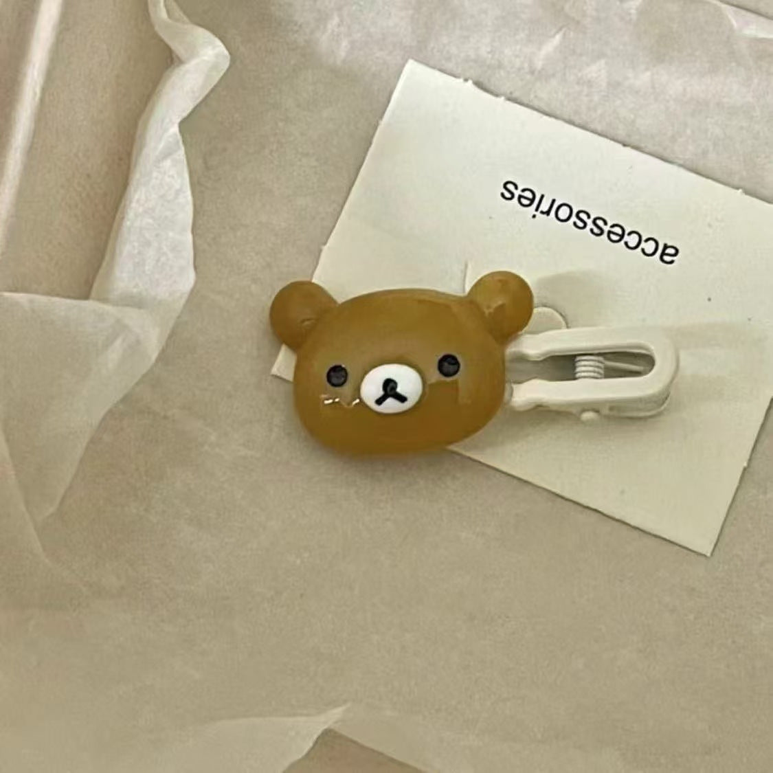 [Cute | Bear] Set of Cute Bear Hairpins | Preppy Headdress Plastic Hair Accessories | Sweet Style Animal Hairpins with Girly Heart & Duck Beak Design, Perfect for Little Girls