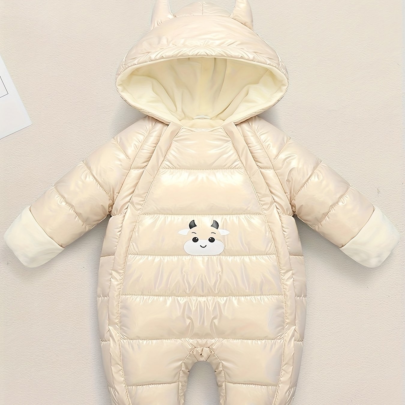 Warm Fleece-Lined Snowsuit Warm Thick Fleece-Lined Winter Snowsuit with Hood & Bear Patch.