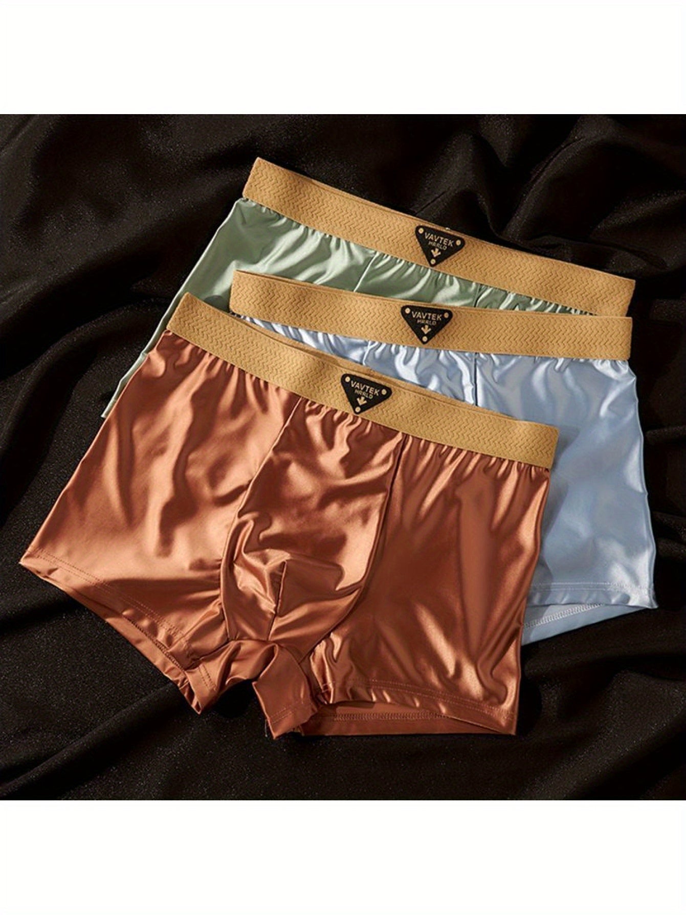 [Luxury Men's Underwear] 4pcs Men's Luxury Underwear. - Non-Transparent Ice Silky Fiber Boxer Briefs .