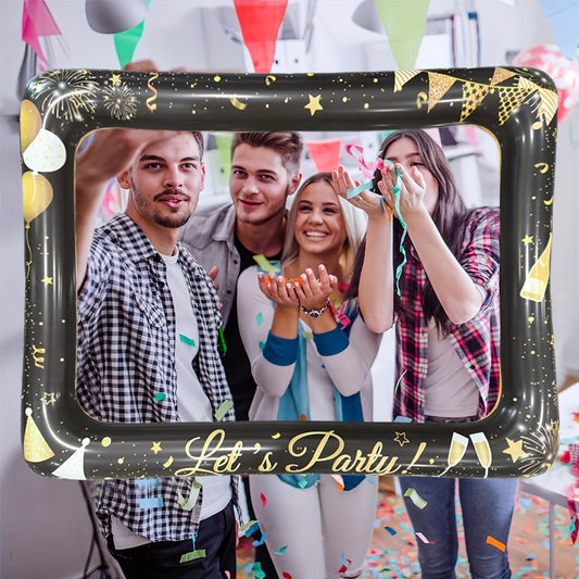 Inflatable Photo Booth Frame, Golden 60 x 80 cm, Fun Party Prop for Events and Gatherings, PVC Material, Suitable for All Seasons and Occasions, Electricity-Free Operation - Celebration Novelty Accessory