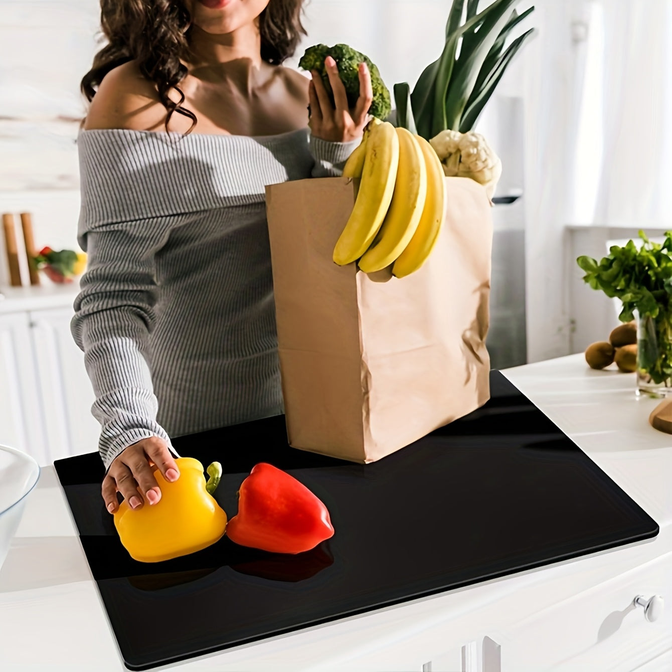 Large Black Cutting Board – Lip Edge, Non-Slip, Durable