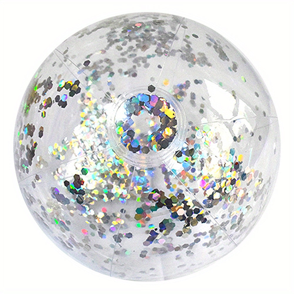 [Glitter Beach Ball] 40cm Mixed Color Glitter Beach Ball, 1pc | Summer Party Toy - Rubber Balloon, Use Without Electricity