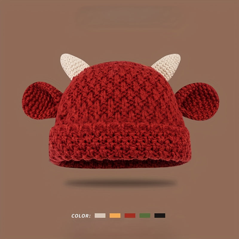 Hand- Cow Ear Beanie Hat for Women & Men